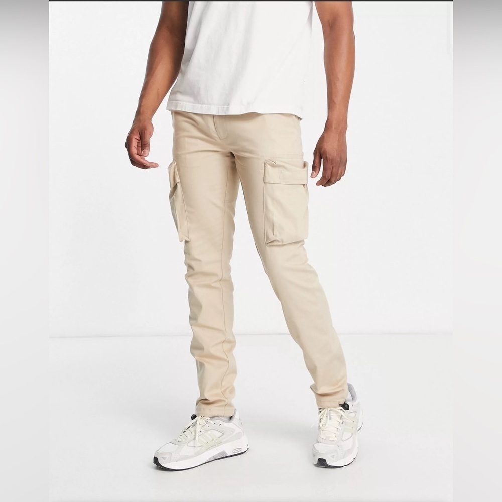 Topman Men’s Stone Skinny Cargo Pants With Adjusters